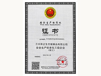 安全生產(chǎn)標(biāo)準(zhǔn)化三級(jí)證書(shū)(2018.2)